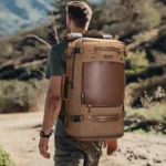 WITZMAN B2021 Travel hiking Duffel Canvas Rucksack Vintage Duffel Bag (Brown)