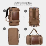WITZMAN B2021 Travel hiking Duffel Canvas Rucksack Vintage Duffel Bag (Brown) - Image 5