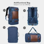WITZMAN B2021 Travel hiking Duffel Canvas Rucksack Vintage Duffel Bag (Blue) - Image 5