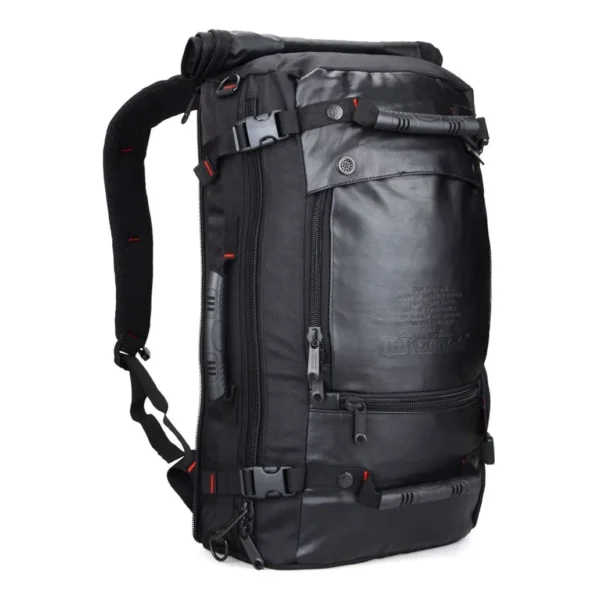 WITZMAN B2023 PU Leather Travel Hiking Rucksack Casual Water Resistant Daypack (Black)