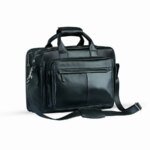 Leather Corporate Briefcase Bag with More Space-02(Black)