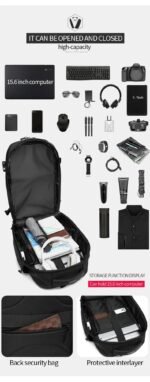 OZUKO 9405L Waterproof Large Capacity Men Backpacks 15.6inch Laptop Backpackss(Black) - Image 2