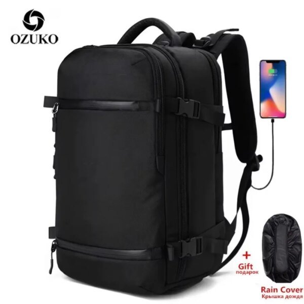 Ozuko 8983 Men Multi-function Bag Laptop Backpacks(Black)