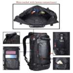 WITZMAN B2023 PU Leather Travel Hiking Rucksack Casual Water Resistant Daypack (Black) - Image 4