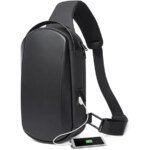 BANGE BG-7256 Anti-Theft Hard Shell Crossbody Shoulder Sling Bag(Black)