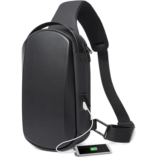 BANGE BG-7256 Anti-Theft Hard Shell Crossbody Shoulder Sling Bag(Black)