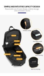 Ozuko 9420 Single Shoulder Crossbody Bag (Black) - Image 3