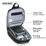 Ozuko 9223L Anti-Theft Crossbody Shoulder Bag(Black) - Image 3