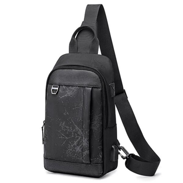GOLDEN WOLF GXB00124 Single Strap Crossbody Bag (Black)