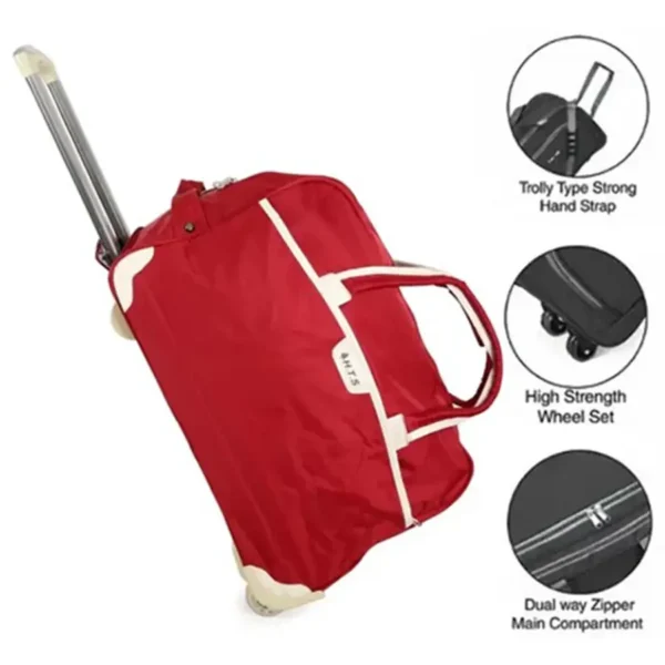 HTS Rolling Duffel Travel Trolley Bag Red