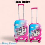 Kid's Polycarbonate Cartoon 4 Wheel 360 Rotating Non-Breakable Suitcase Luggage Trolley - Disney Unicorn