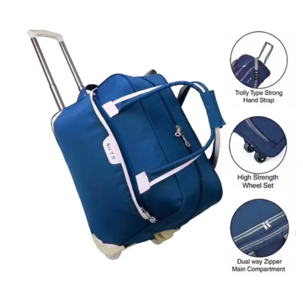 HTS Rolling Duffel Travel Trolley Bag Blue