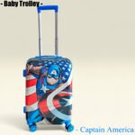 Kid's Polycarbonate Cartoon 4 Wheel 360 Rotating Non-Breakable Suitcase Luggage Trolley - Captain America