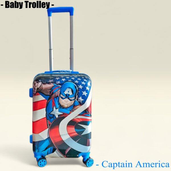 Kid's Polycarbonate Cartoon 4 Wheel 360 Rotating Non-Breakable Suitcase Luggage Trolley - Captain America