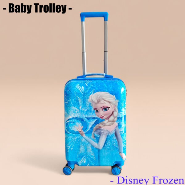 Kid's Polycarbonate Cartoon 4 Wheel 360 Rotating Non-Breakable Suitcase Luggage Trolley - Disney Frozen 01