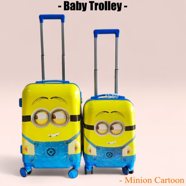 Kid's Polycarbonate Cartoon 4 Wheel 360 Rotating Non-Breakable Suitcase Luggage Trolley - Minions