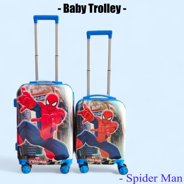 Kid's Polycarbonate Cartoon 4 Wheel 360 Rotating Non-Breakable Suitcase Luggage Trolley - Spiderman
