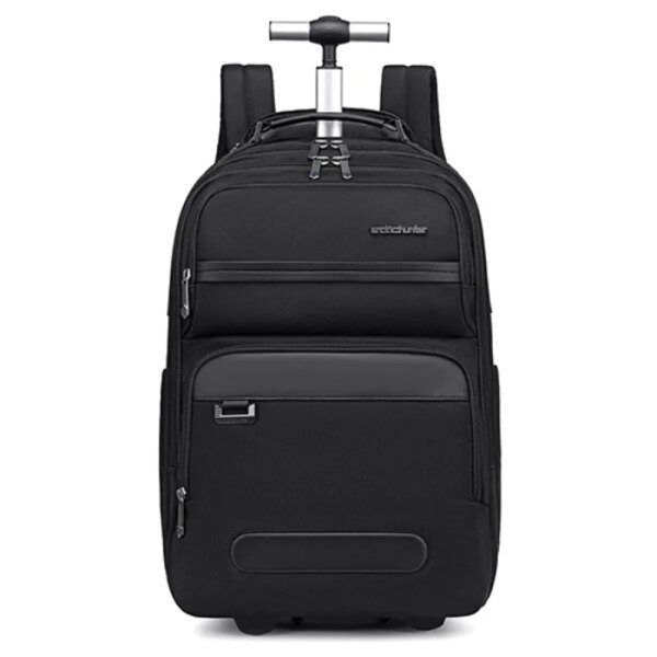 Arctic Hunter LG00656-1 Tas Ransel Semi Koper Backpack Bag Laptop USB With Wheels(Black)