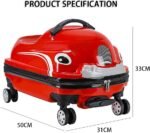 Cartoon Car Kids Can Sit to Ride Rolling Luggage Wheels Carry-on Travel Trolley Case (Red) - Image 2