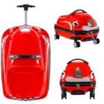 Cartoon Car Kids Can Sit to Ride Rolling Luggage Wheels Carry-on Travel Trolley Case (Red)