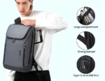 Bange BG-2517 USB Charging 15.6 Inch Laptop Business Travel Backpacks (Grey) - Image 2