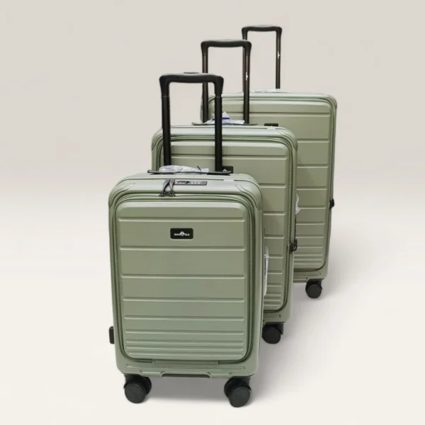 Smart Polo 95101 Lightweight Hard Durable Polycarbonate With 360° Wheels Trolley Luggage (Olive Green)