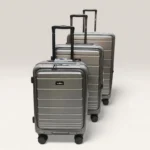 Smart Polo 95101 Lightweight Hard Durable Polycarbonate With 360° Wheels Trolley Luggage (Metallic Silver/Grey)
