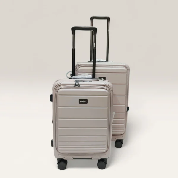 Smart Polo 95101 Lightweight Hard Durable Polycarbonate With 360° Wheels Trolley Luggage (Champagne)