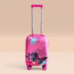 Kid's Polycarbonate Cartoon 4 Wheel 360 Rotating Non-Breakable Suitcase Luggage Trolley - Butterflies - Image 6