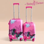 Kid's Polycarbonate Cartoon 4 Wheel 360 Rotating Non-Breakable Suitcase Luggage Trolley - Butterflies