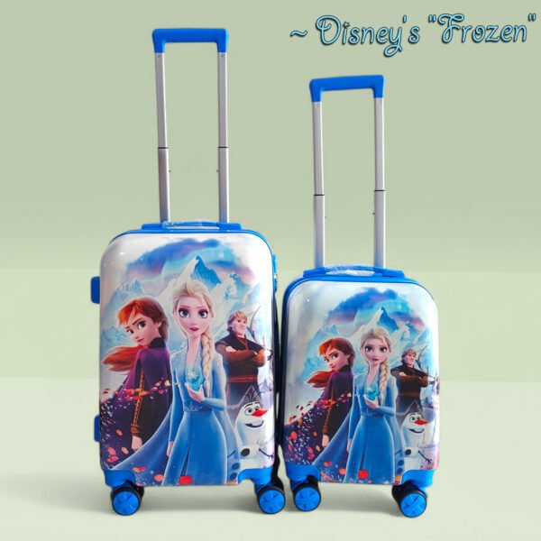 Kid's Polycarbonate Cartoon 4 Wheel 360 Rotating Non-Breakable Suitcase Luggage Trolley - Disney Frozen