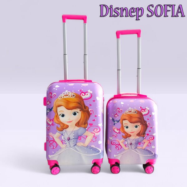 Kid's Polycarbonate Cartoon 4 Wheel 360 Rotating Non-Breakable Suitcase Luggage Trolley - Disney Sofia