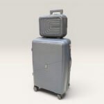 Partner Lightweight ABS Hard Shell Trolley Luggage with Beauty Box D2 (Silver Grey)