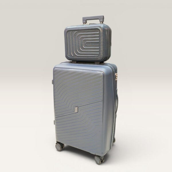 Partner Lightweight ABS Hard Shell Trolley Luggage with Beauty Box D2 (Silver Grey)