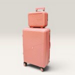 Partner Lightweight ABS Hard Shell Trolley Luggage with Beauty Box D2 (Rose Pink)