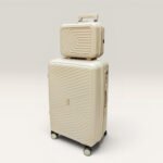 Partner Lightweight ABS Hard Shell Trolley Luggage with Beauty Box D2 (Champagne)