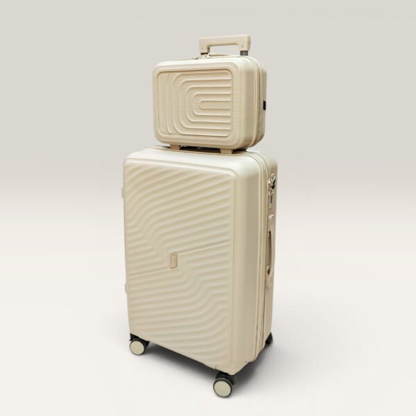 Partner Lightweight Polycarbonat Hard Shell  Trolley Luggage with Beauty Box D2 (Champagne)