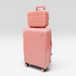 Partner Lightweight ABS Hard Shell Trolley Luggage with Beauty Box D1 (Rose Pink)