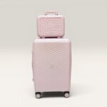 Partner Lightweight ABS Hard Shell Trolley Luggage with Beauty Box D2 (Baby Pink)