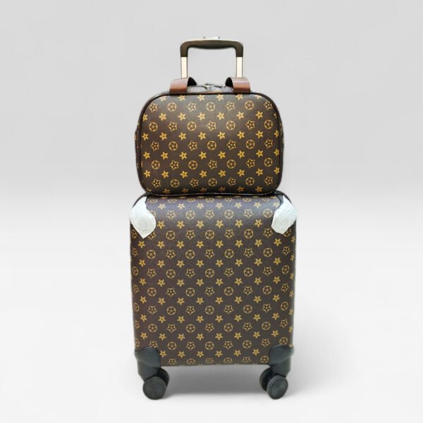 Luxury Monogram Canvas 18 Inch Trolley Luggage with Matching Beauty Box Set (LMCD-01)
