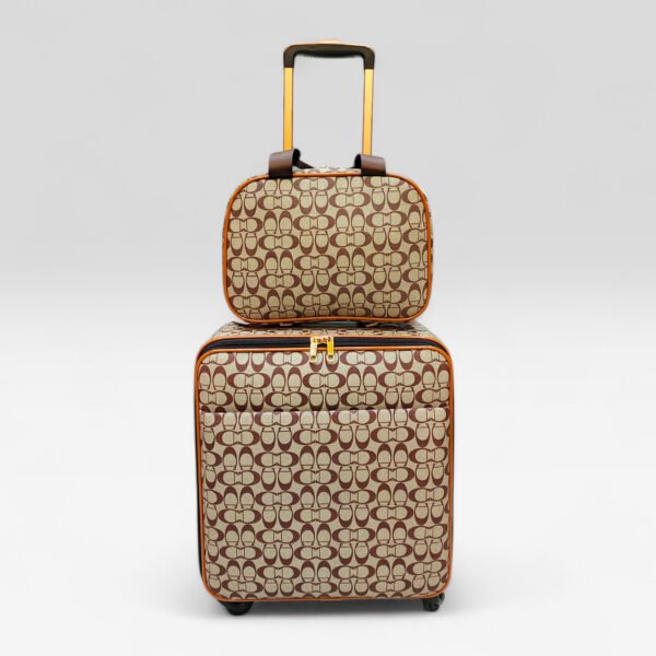 Luxury Canvas 18 Inch Trolley Luggage with Matching Beauty Box Set (LCD-02)