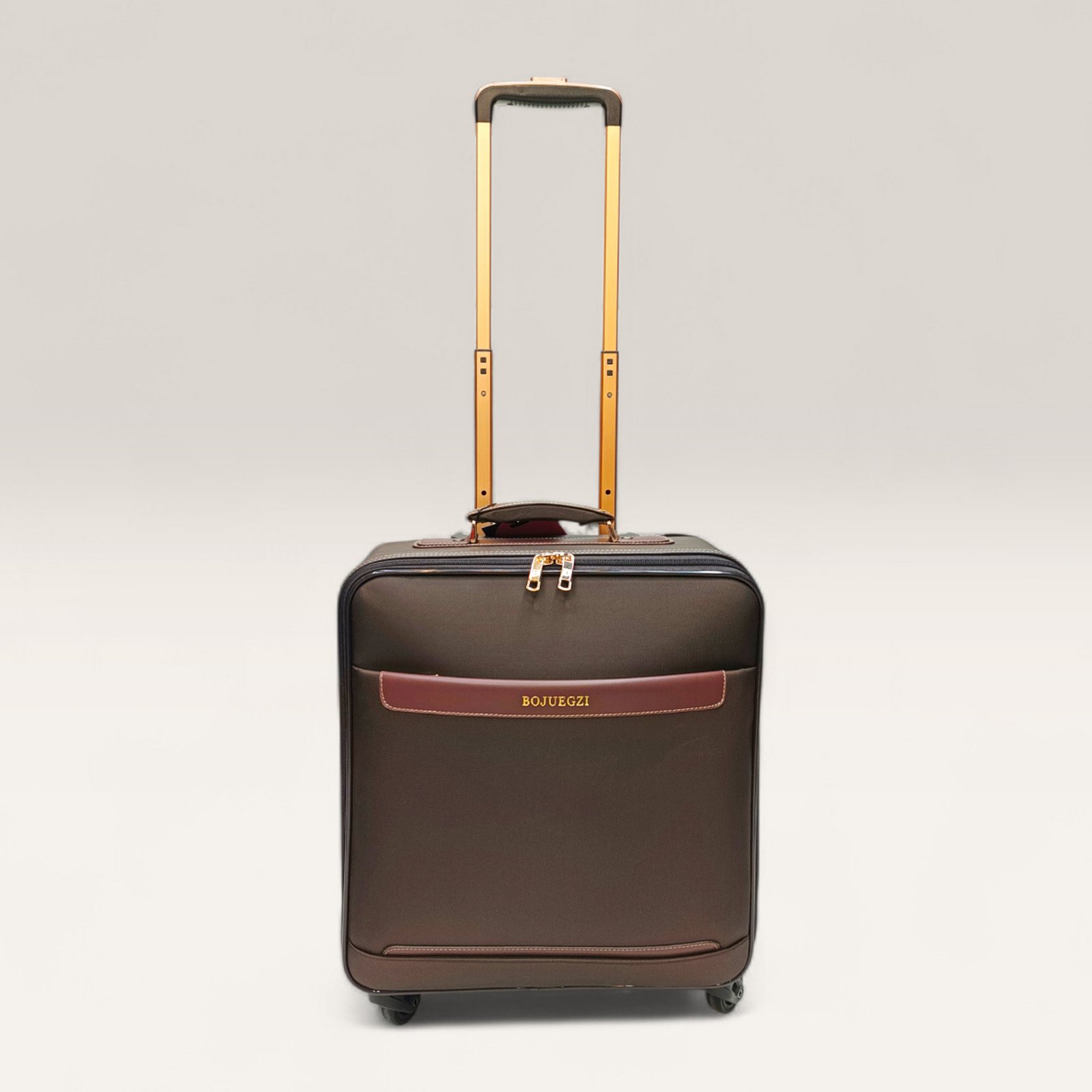 6 Bojuegzi Water Resistant 18 Inch Cabin Size Soft Trolley Luggage - Brown - Image 1